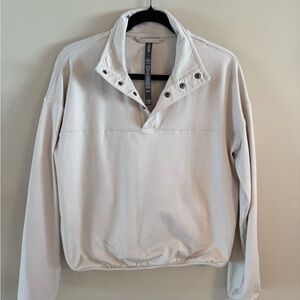 Vuori Beige Button-Up Pullover